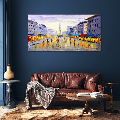 Glasbild Golden Avenue im Abendlicht