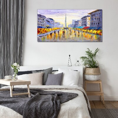 Glasbild Golden Avenue im Abendlicht