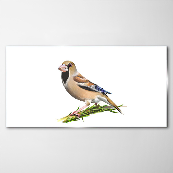Glasbild Ein Vogel auf einem Ast