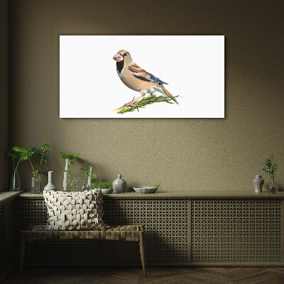 Glasbild Ein Vogel auf einem Ast