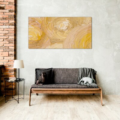 Glasbild Beige Spiralen in sanftem Licht