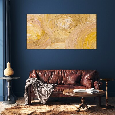 Glasbild Beige Spiralen in sanftem Licht