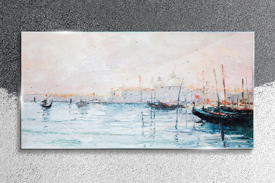 Bild auf glas Ein ruhiger Hafen am Morgen