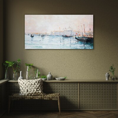 Bild auf glas Ein ruhiger Hafen am Morgen