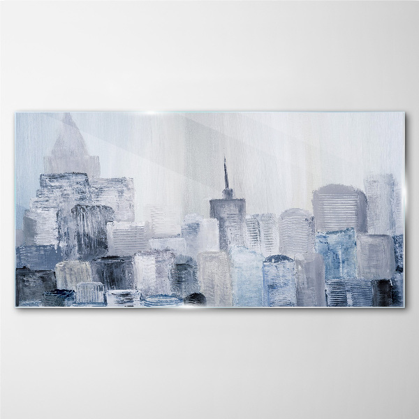Glasbild Graublaues Stadtpanorama
