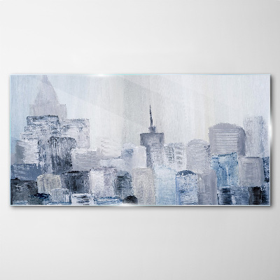 Glasbild Graublaues Stadtpanorama