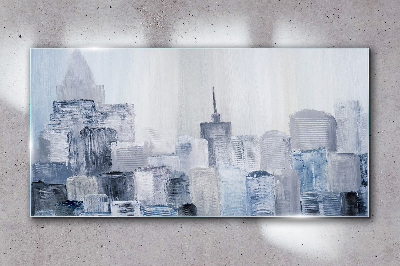 Glasbild Graublaues Stadtpanorama