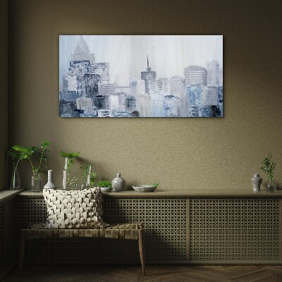 Glasbild Graublaues Stadtpanorama