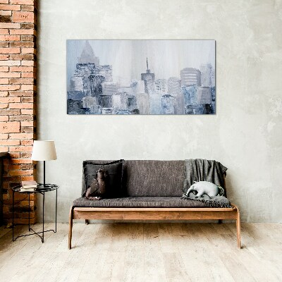 Glasbild Graublaues Stadtpanorama