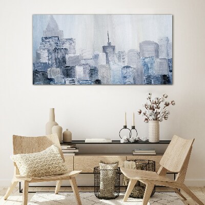 Glasbild Graublaues Stadtpanorama