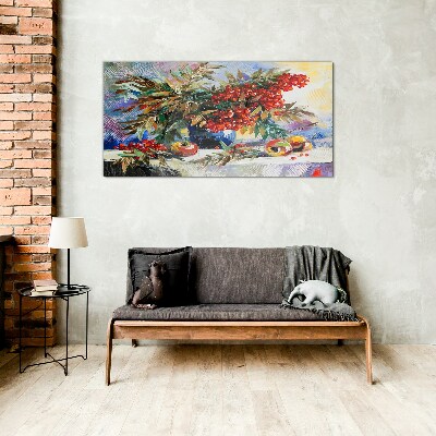 Glas bild Fruchtbouquet mit Eberesche