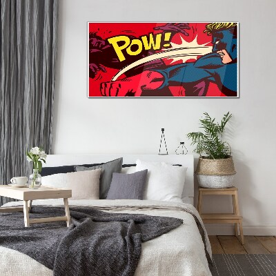 Glasbild Superheld in Aktion