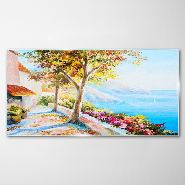 Glasbild Sommerliche Küstenlandschaft