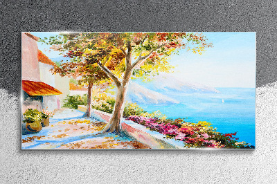 Glasbild Sommerliche Küstenlandschaft