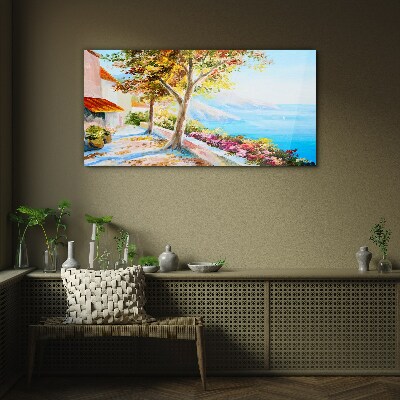 Glasbild Sommerliche Küstenlandschaft