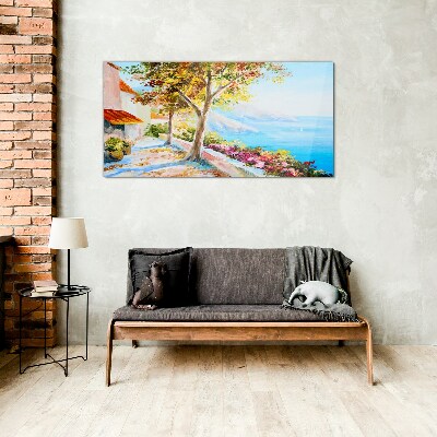 Glasbild Sommerliche Küstenlandschaft