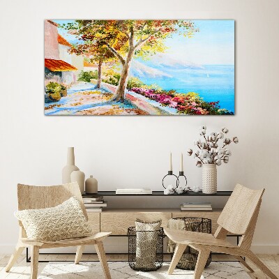 Glasbild Sommerliche Küstenlandschaft
