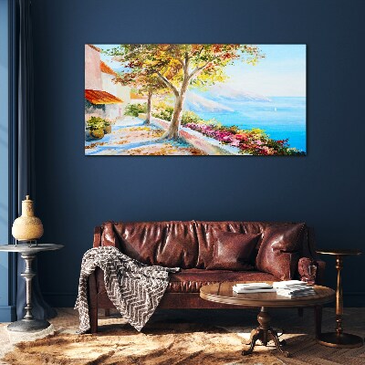 Glasbild Sommerliche Küstenlandschaft