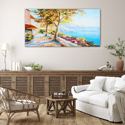 Glasbild Sommerliche Küstenlandschaft