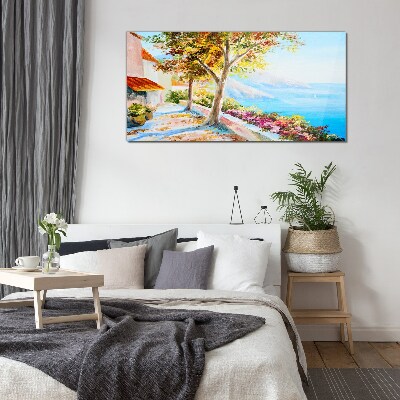 Glasbild Sommerliche Küstenlandschaft