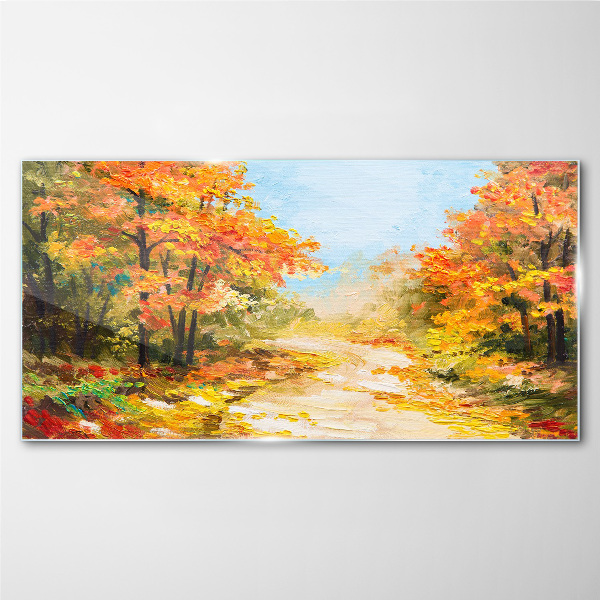 Glasbild Herbstgasse