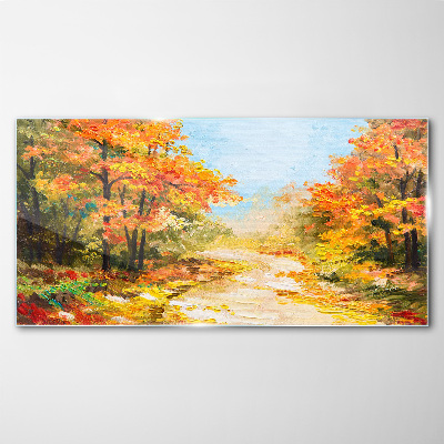 Glasbild Herbstgasse