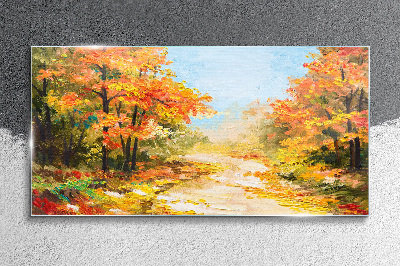 Glasbild Herbstgasse
