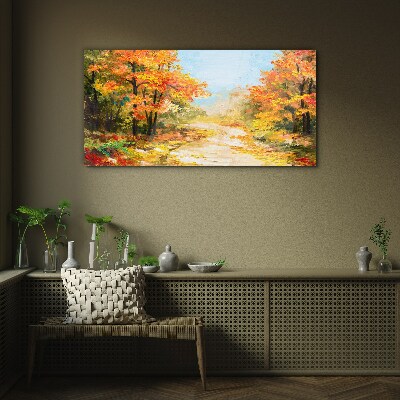 Glasbild Herbstgasse