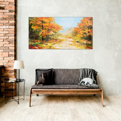 Glasbild Herbstgasse