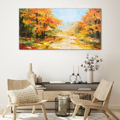 Glasbild Herbstgasse