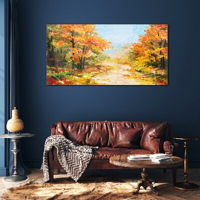 Glasbild Herbstgasse