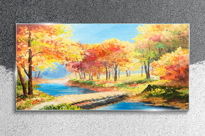 Foto auf glas Herbstliche Gasse am Fluss