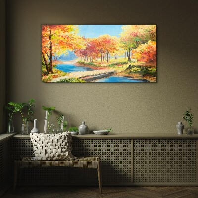 Foto auf glas Herbstliche Gasse am Fluss