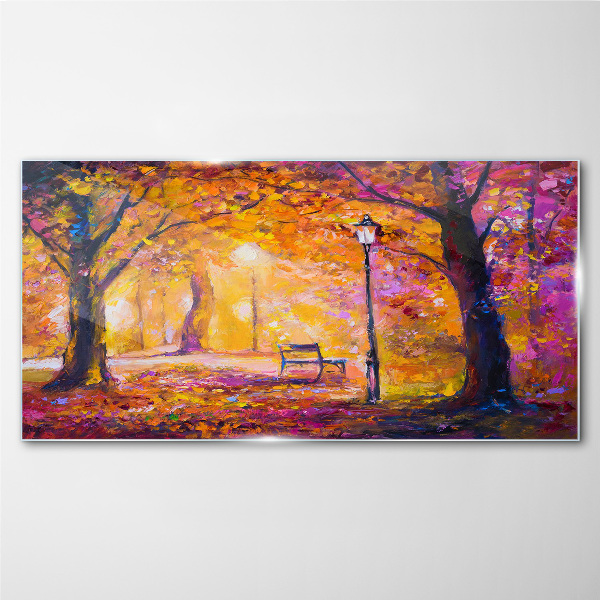 Glasbild Goldener Herbst im Park