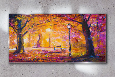 Glasbild Goldener Herbst im Park