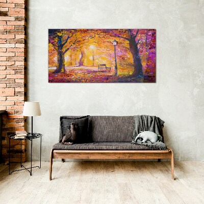 Glasbild Goldener Herbst im Park