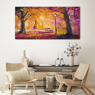 Glasbild Goldener Herbst im Park