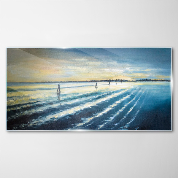 Glasbild Ein ruhiger Hafen bei Sonnenuntergang