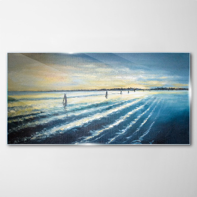 Glasbild Ein ruhiger Hafen bei Sonnenuntergang