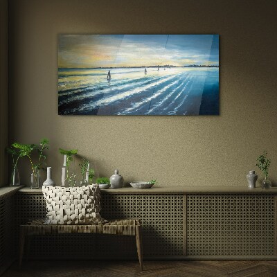 Glasbild Ein ruhiger Hafen bei Sonnenuntergang