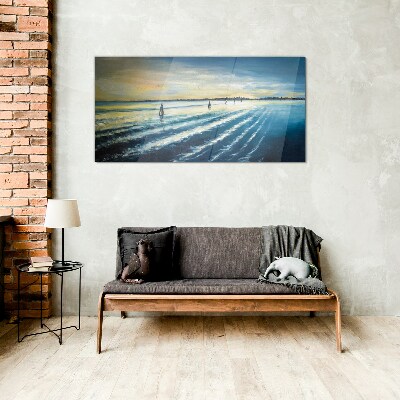 Glasbild Ein ruhiger Hafen bei Sonnenuntergang