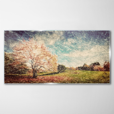 Glasbild Herbstgasse