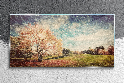 Glasbild Herbstgasse