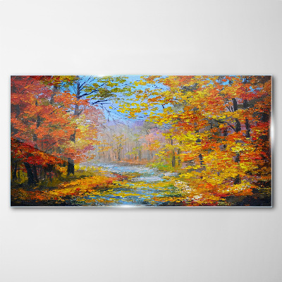 Glasbild Herbstlandschaft im Wald