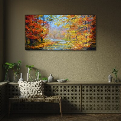 Glasbild Herbstlandschaft im Wald