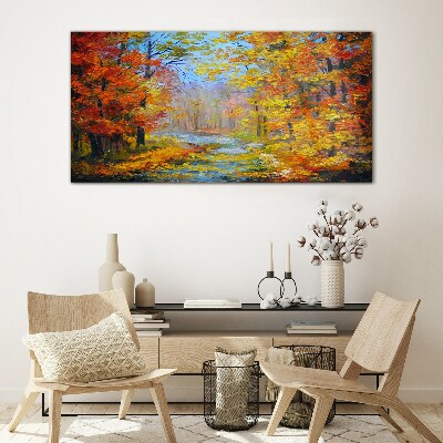 Glasbild Herbstlandschaft im Wald