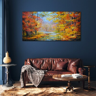 Glasbild Herbstlandschaft im Wald