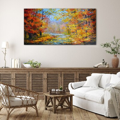 Glasbild Herbstlandschaft im Wald