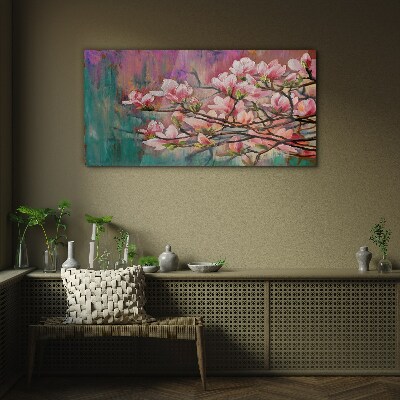 Foto glasbild Magnolienblüten vor dem Hintergrund des Frühlings