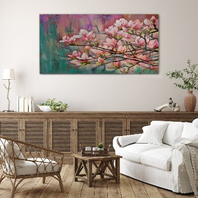 Foto glasbild Magnolienblüten vor dem Hintergrund des Frühlings
